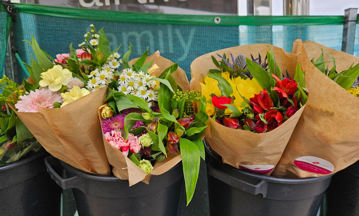 four bouquets of cornish flowers