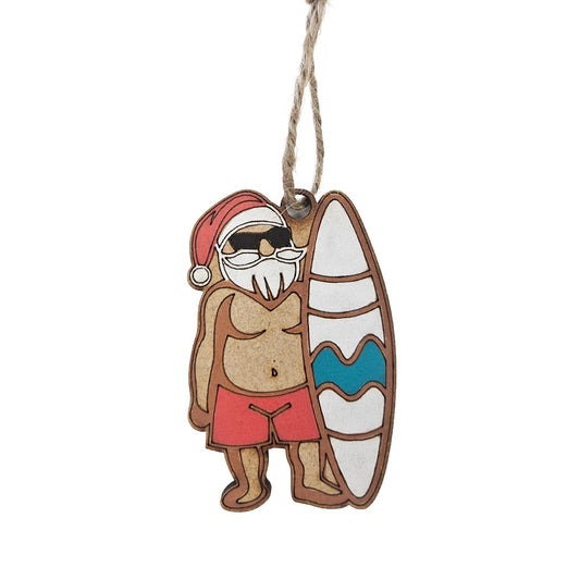 Surfing Father Christmas Tree Decoration