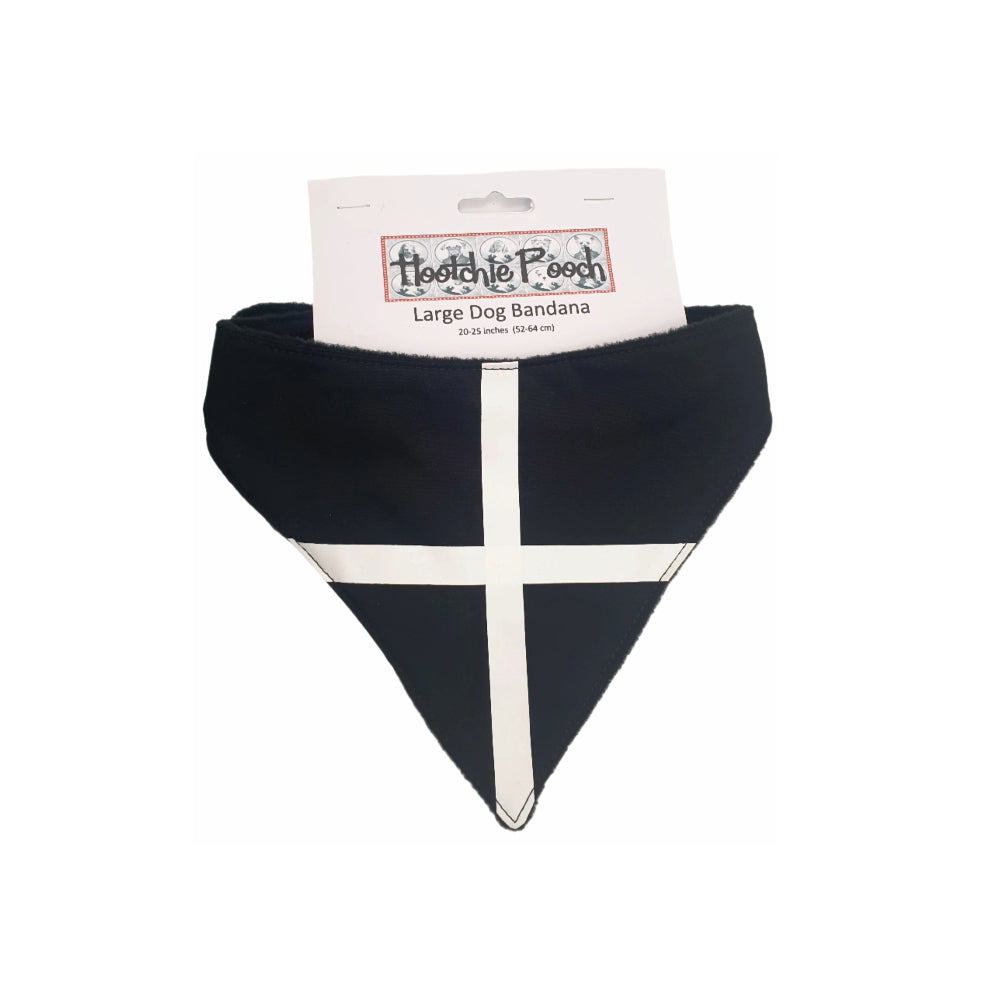 Black dog bandana with white stripe on a white background