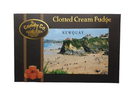 Box of Clotted Cream Fudge from The Candy Co. with a scenic image on the packaging.